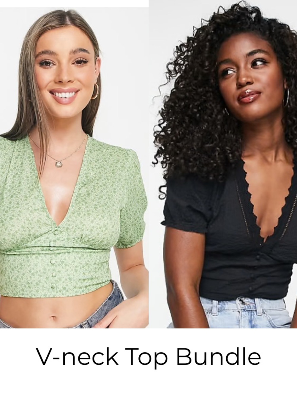 BUNDLE! Two Stradivarius V-Neck Crop Tops Size XS